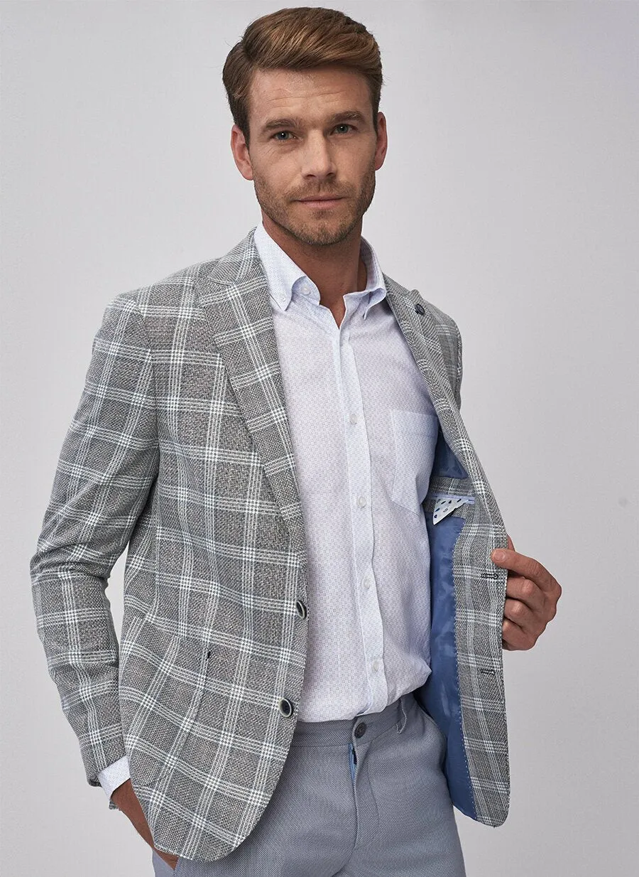 16870 Grey-Blue Slim Fit Jacket