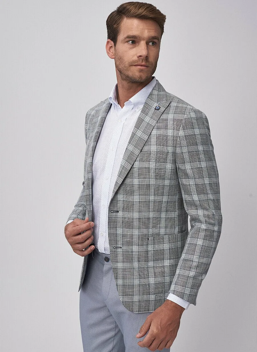 16870 Grey-Blue Slim Fit Jacket