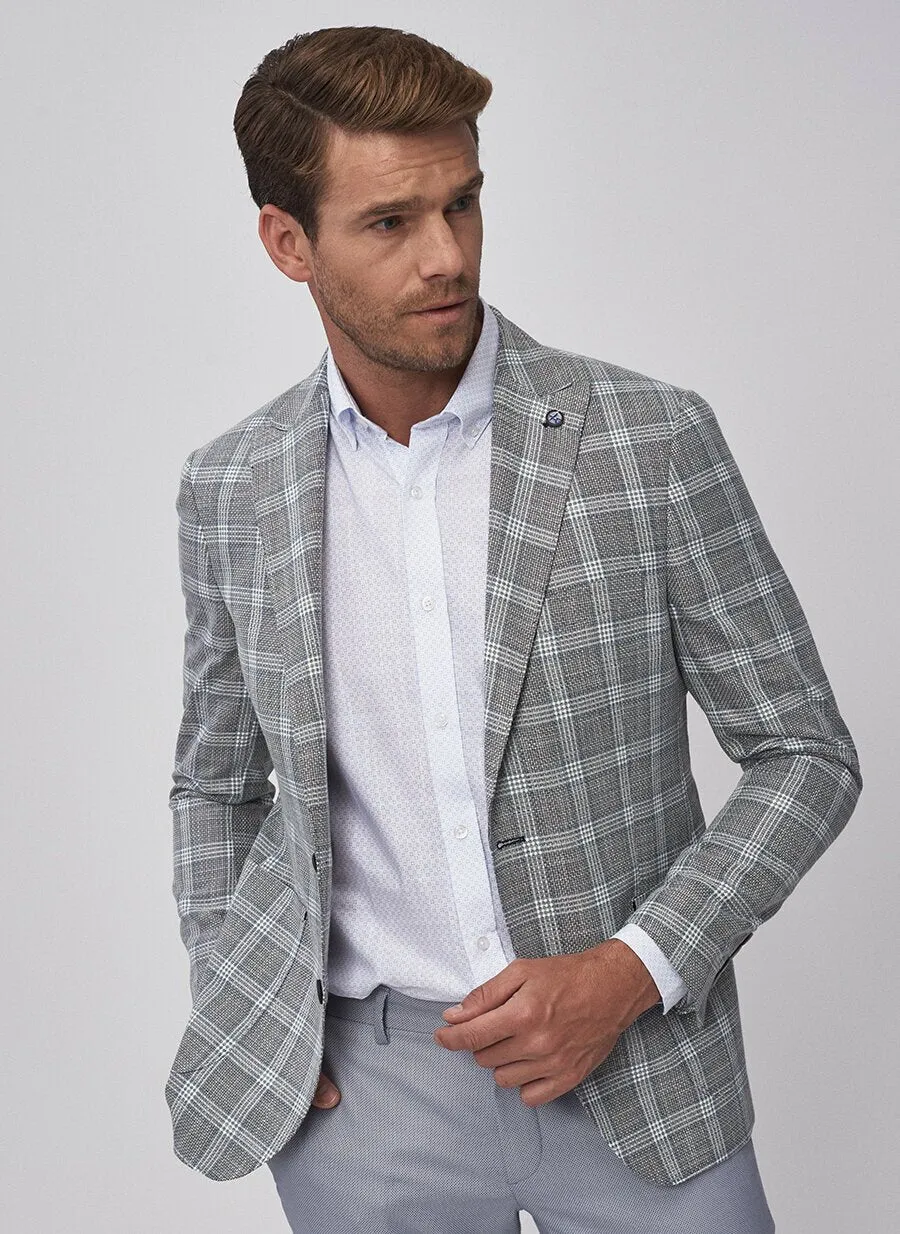 16870 Grey-Blue Slim Fit Jacket