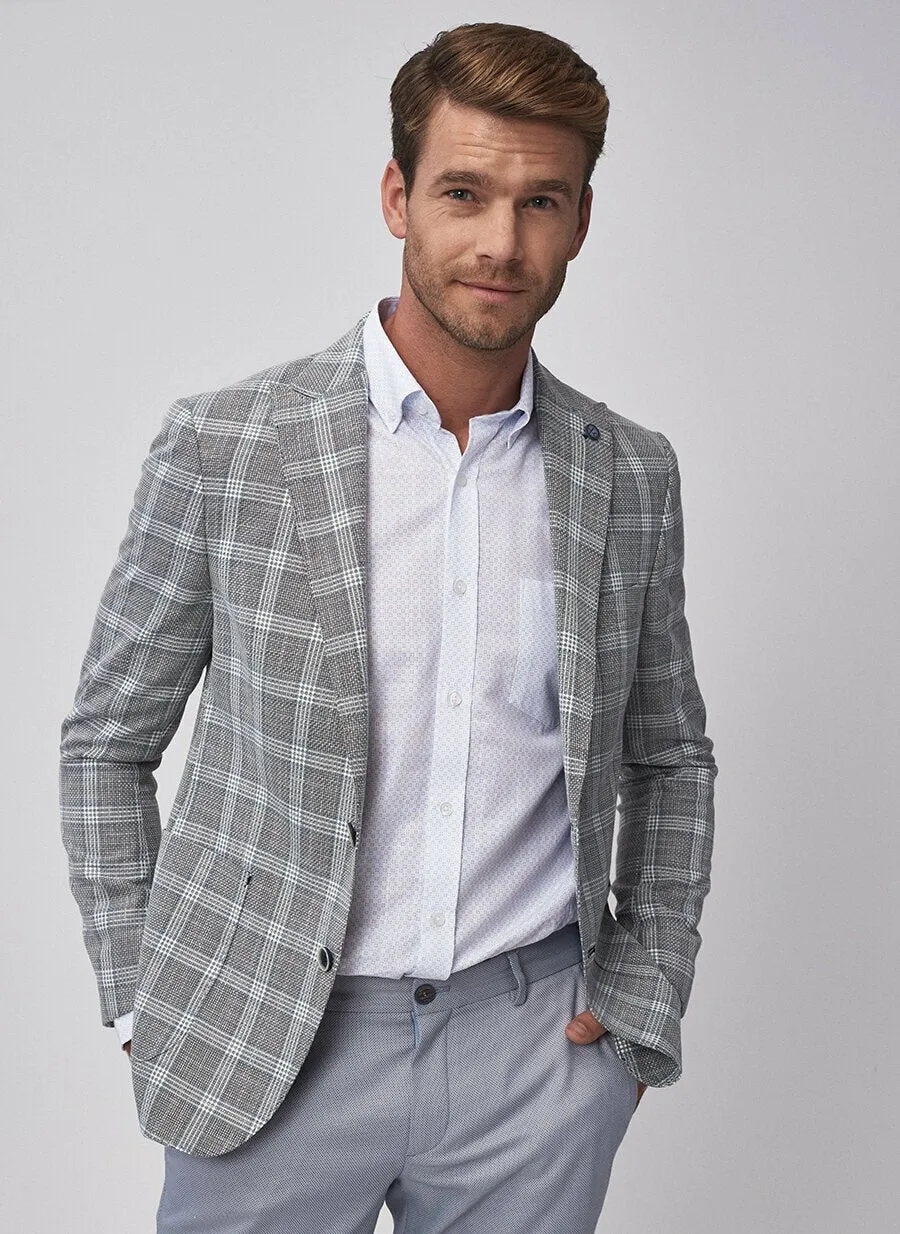 16870 Grey-Blue Slim Fit Jacket