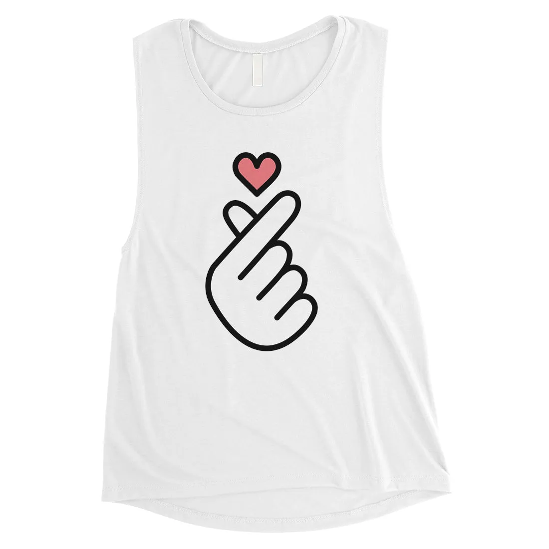 365 Printing Finger Heart Womens Cute Graphic Workout Tank Top Muscle Shirt Gift