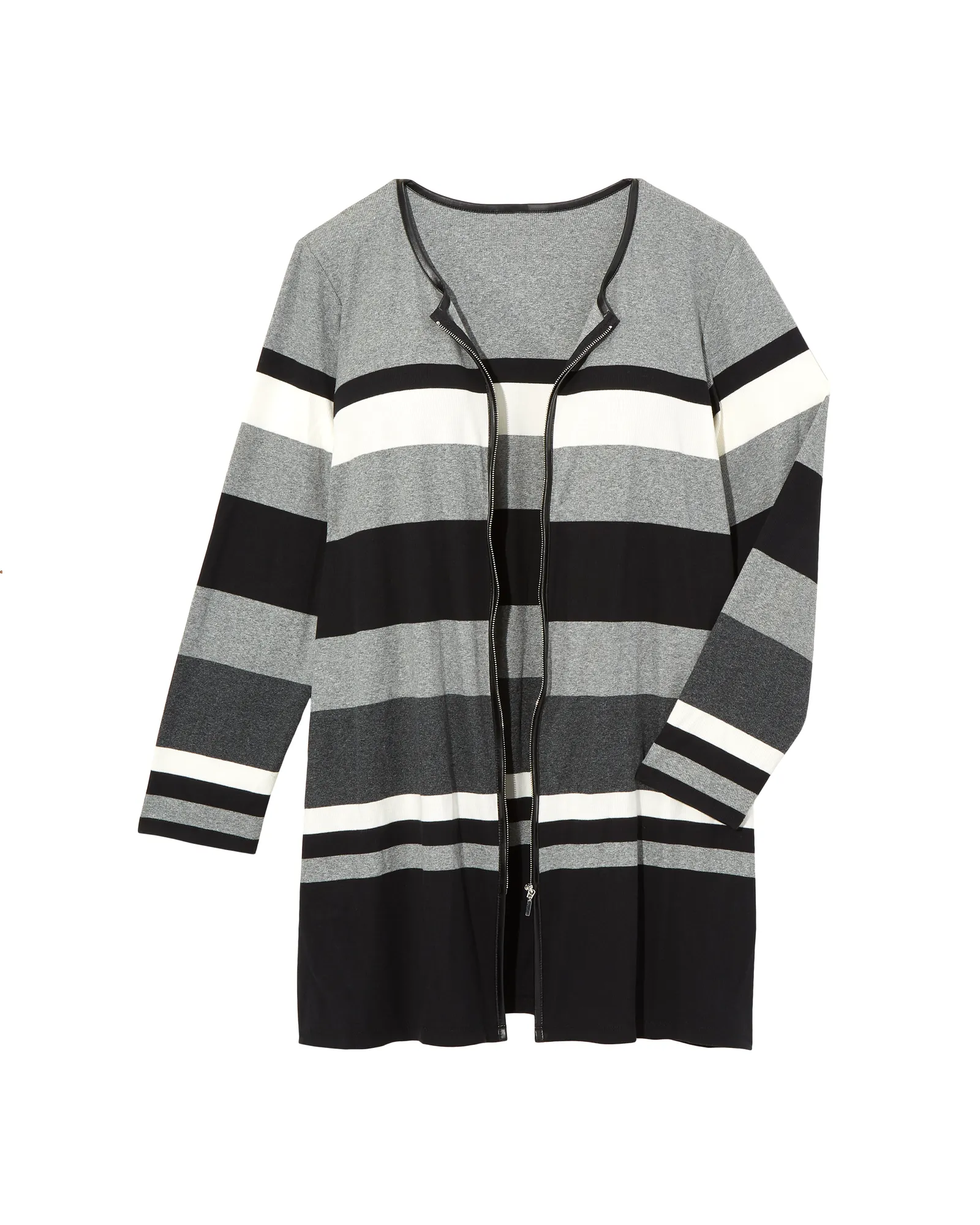 Angelica Striped Duster Cardigan | Black / Light Grey