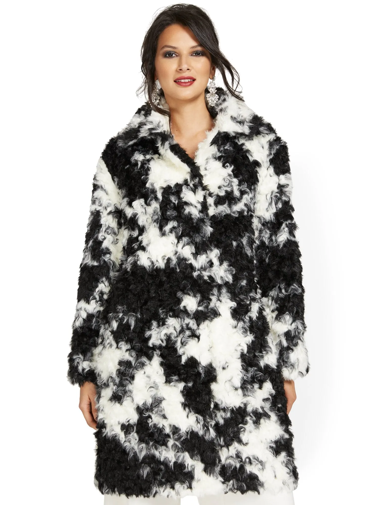 Black & White Faux-Fur Jacket