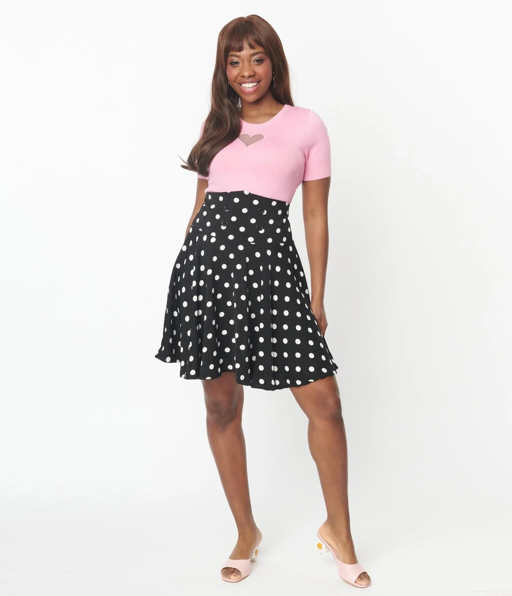 Black & White Polka Dot Swing Skirt