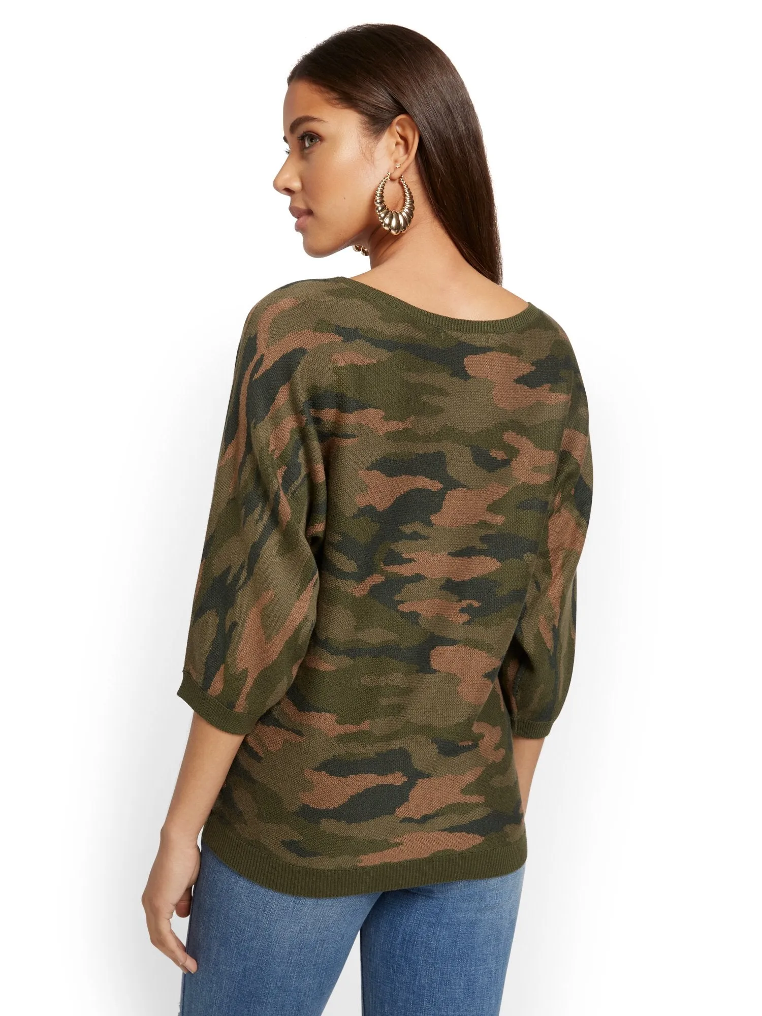 Camo-Print Easy Dolman Sweater