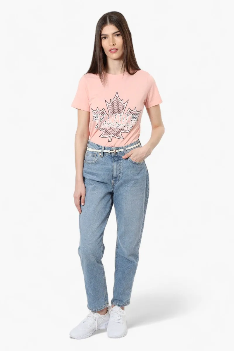 Canada Weather Gear Maple Leaf Print Tee - Pink