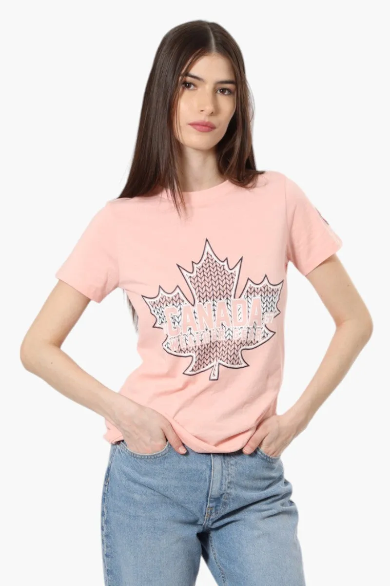 Canada Weather Gear Maple Leaf Print Tee - Pink