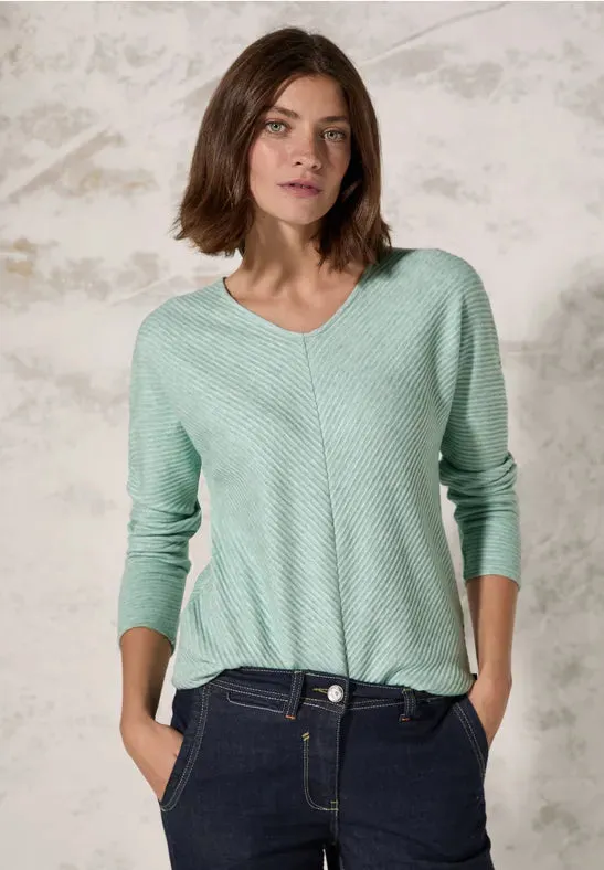 Cecil V Neck Textured Jumper. Grey or Green