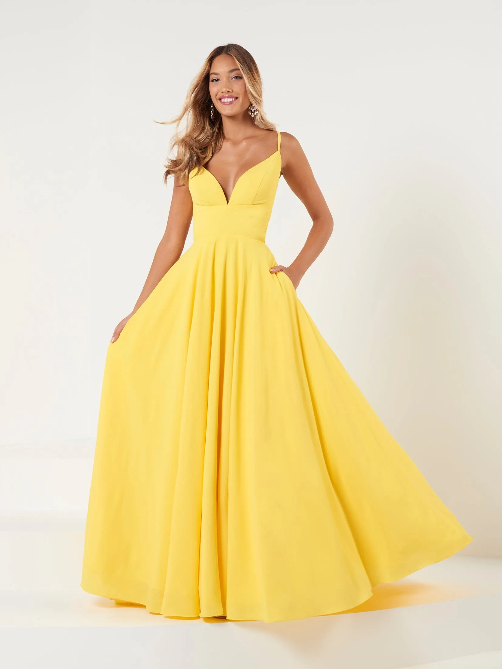 Chiffon Sleeveless Cutout A-line Gown by Studio 17 12863