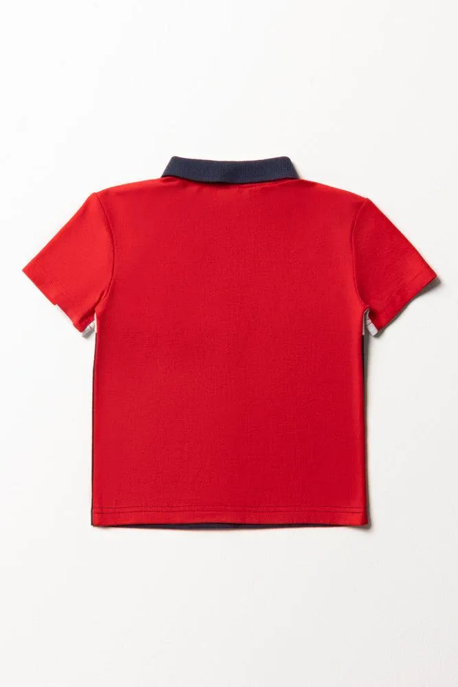 Colourblock Golfer Navy & Red