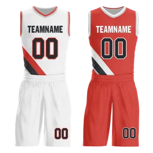 Custom White Red Classic Style Reversible Basketball Uniform Personalized Ordinary BBJR-D017037