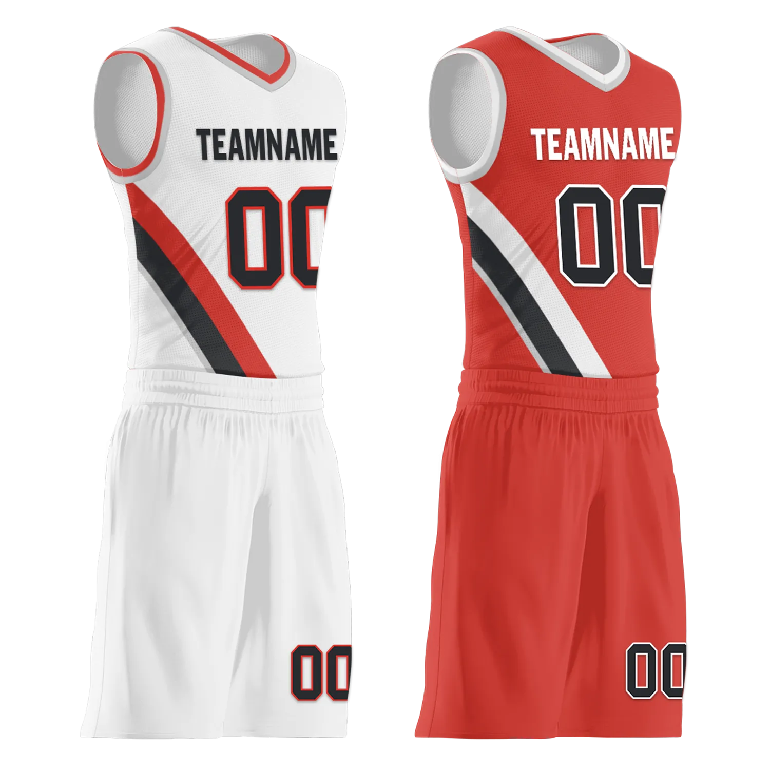 Custom White Red Classic Style Reversible Basketball Uniform Personalized Ordinary BBJR-D017037