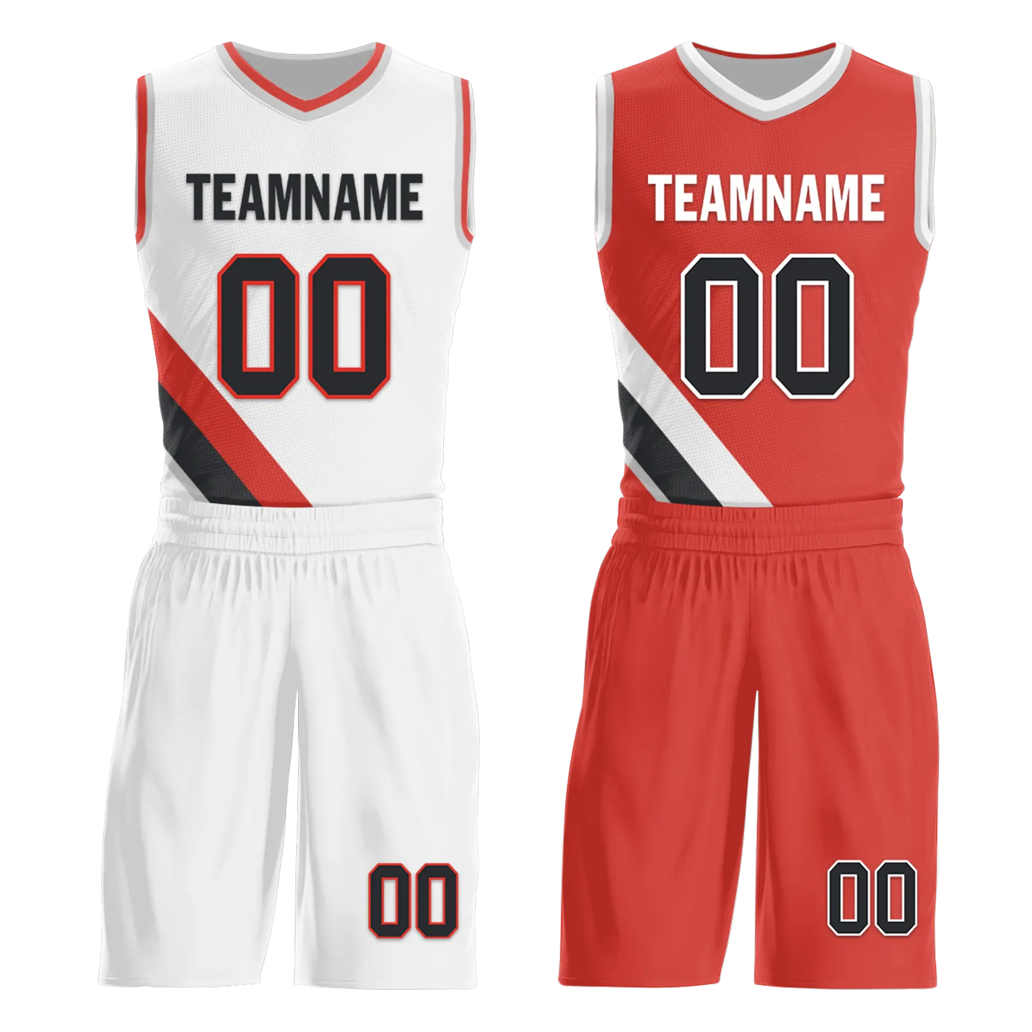 Custom White Red Classic Style Reversible Basketball Uniform Personalized Ordinary BBJR-D017037