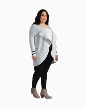 Daisy Asymmetrical Zip Cardigan | Light Grey / Black