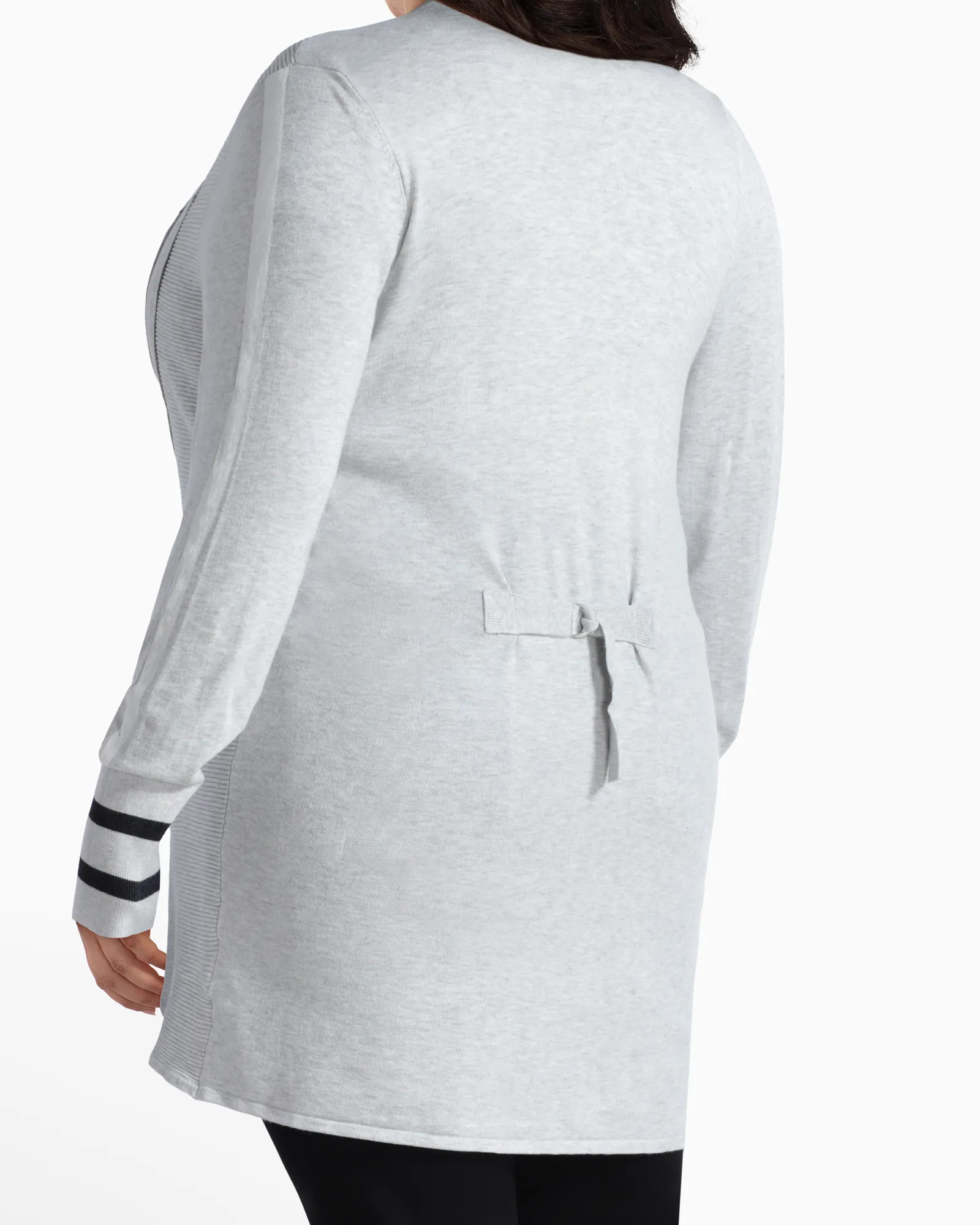 Daisy Asymmetrical Zip Cardigan | Light Grey / Black