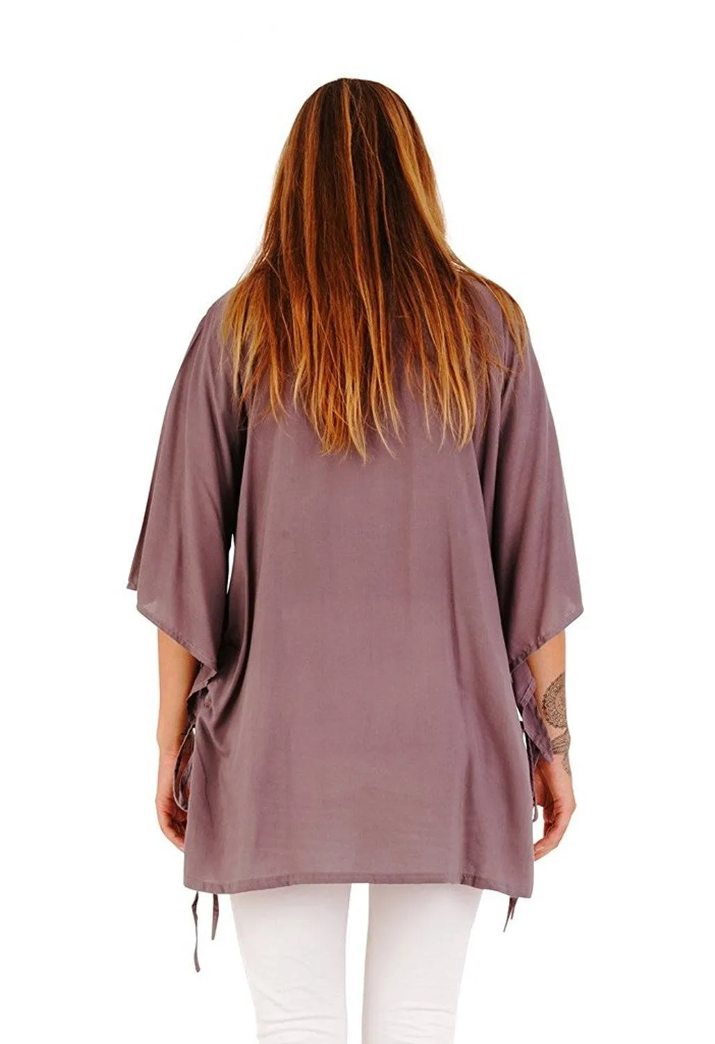 Deidra Beaded V-Neck Tunic Top