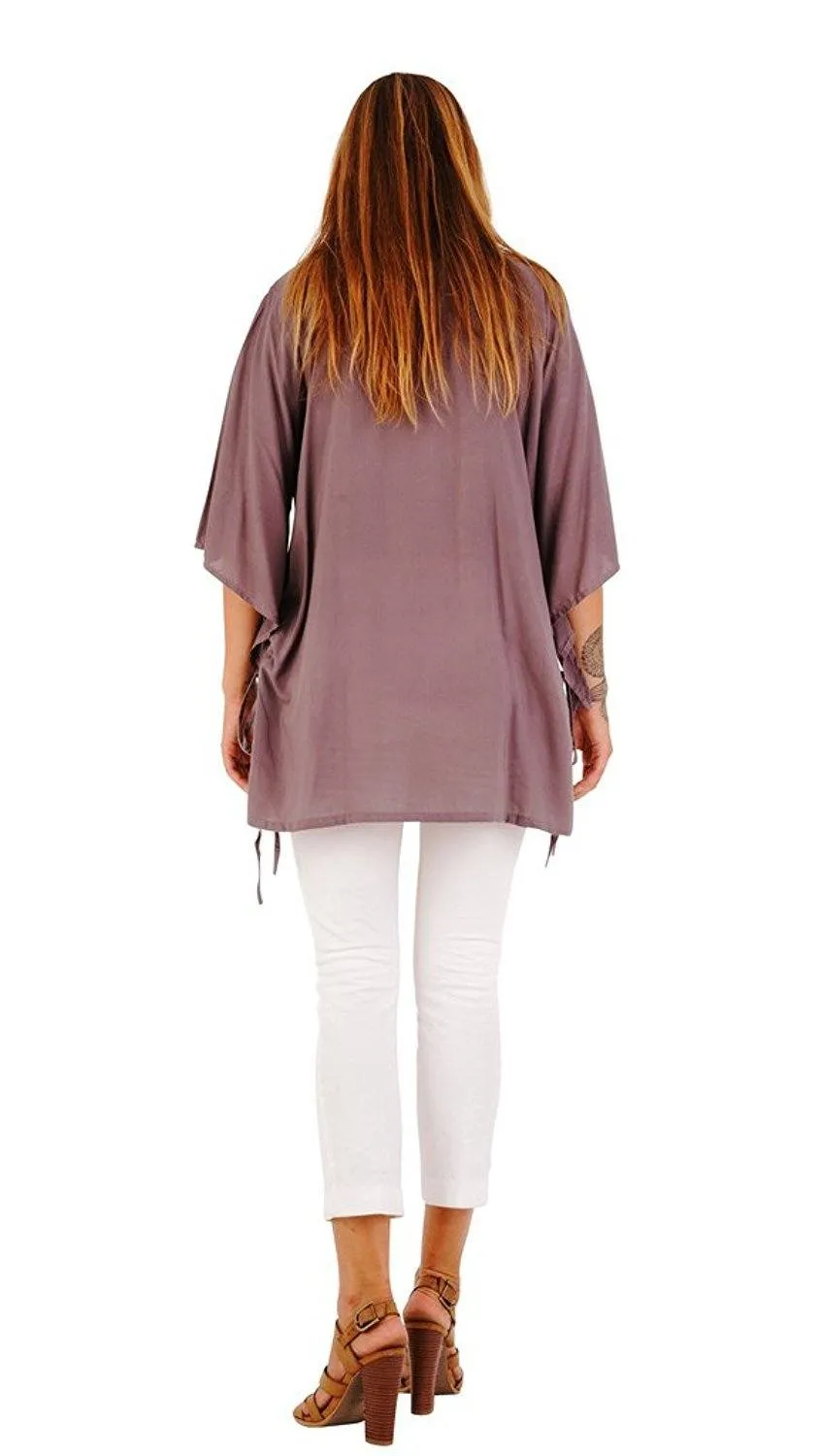 Deidra Beaded V-Neck Tunic Top