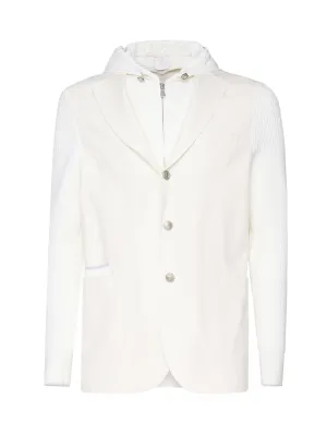 Double Style Bib Jacket in White