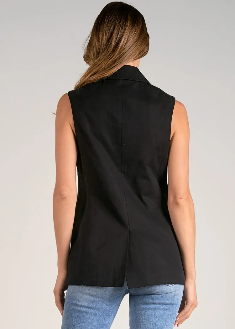 Elan Taylor Long Vest- Black ***FINAL SALE***