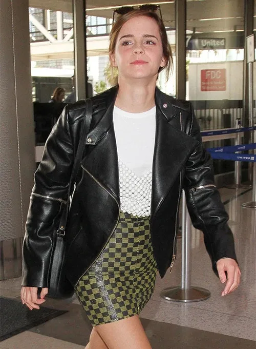 ELEGANT EMMA WATSON LEATHER JACKET BY TJS