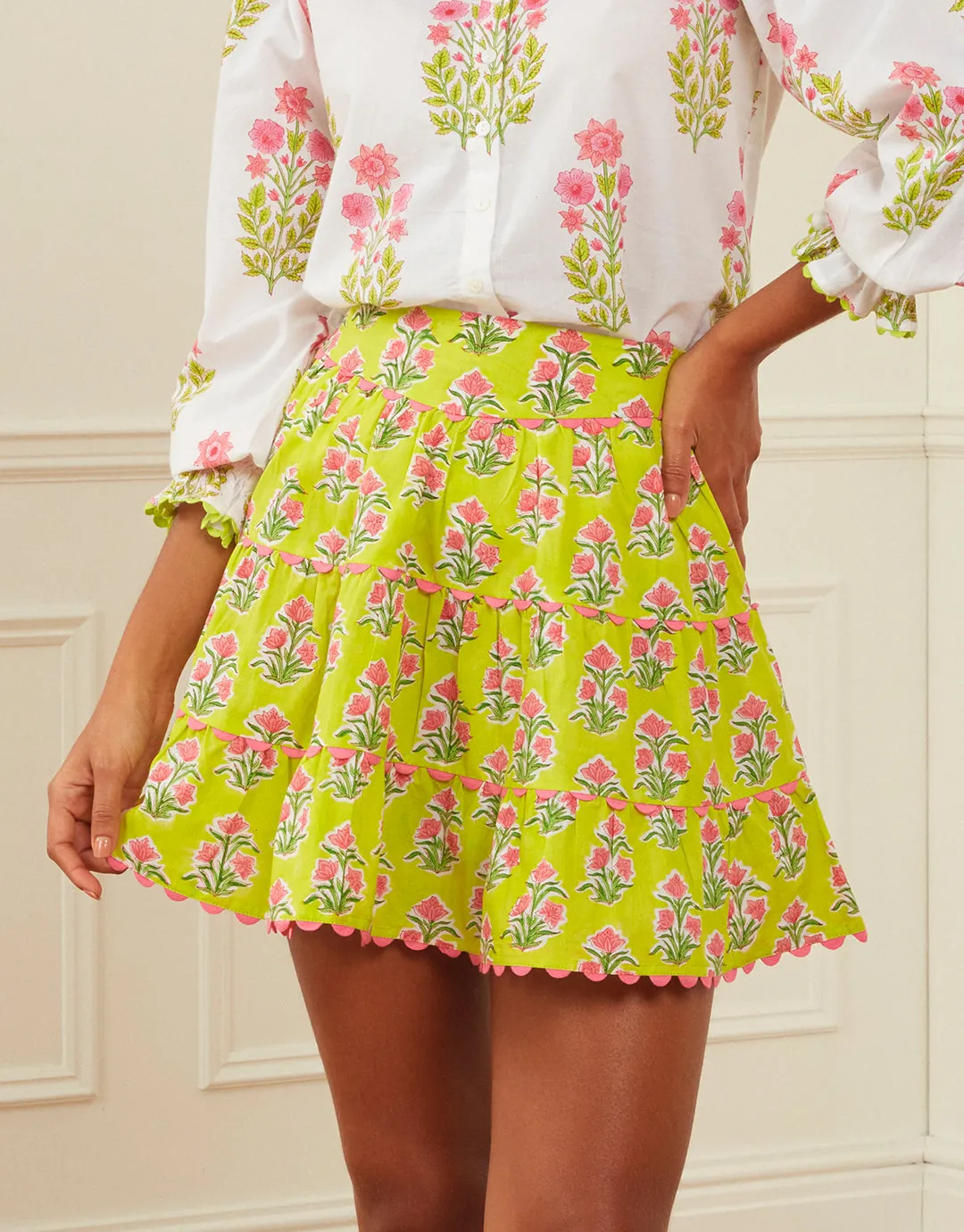 Elsie Mini Skirt - Lime Tulip