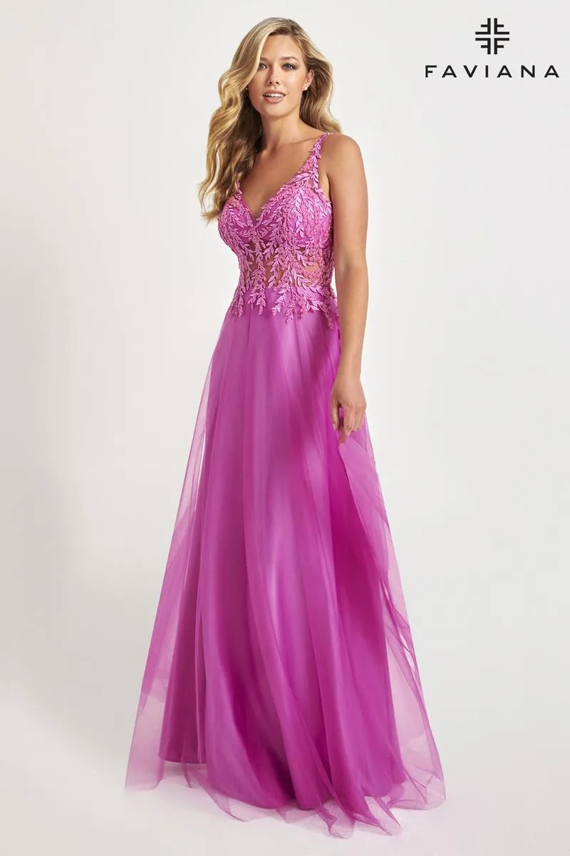 Faviana A-Line Lace Prom Dress 11055