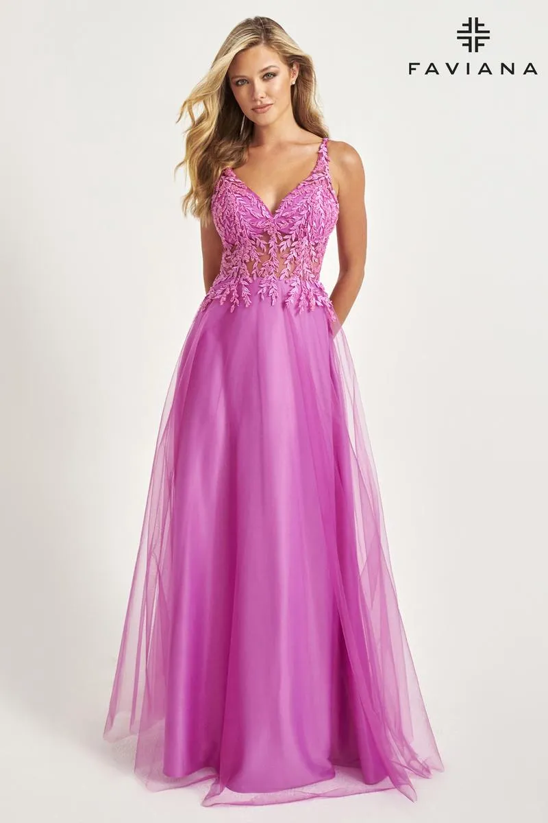 Faviana A-Line Lace Prom Dress 11055