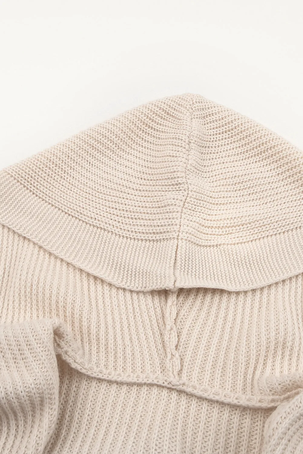 Hooded Pockets Open Front Knitted Cardigan