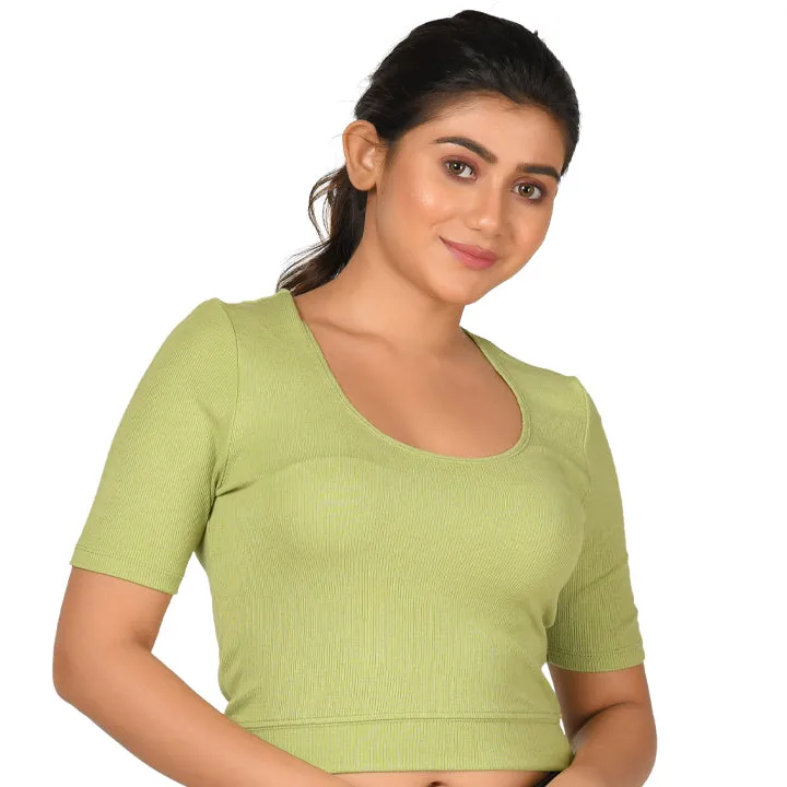 Hosiery Blouse- Regular Deep Round Neck