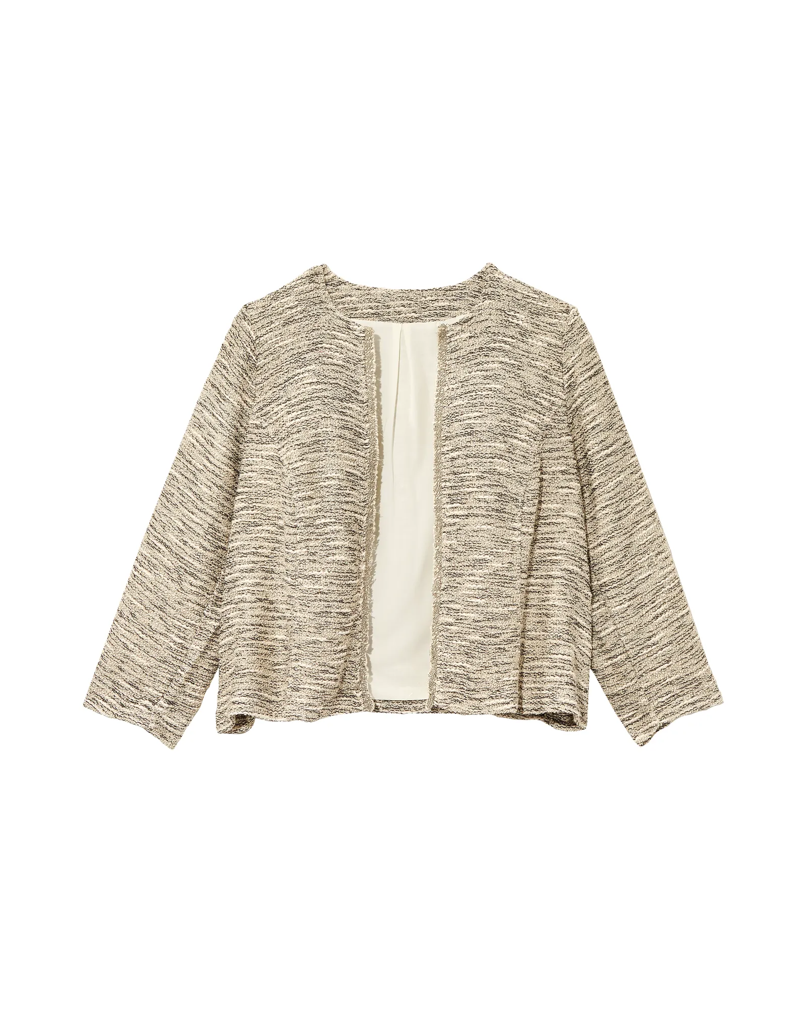 Jeva Knit Tweed Jacket | Light Grey / White