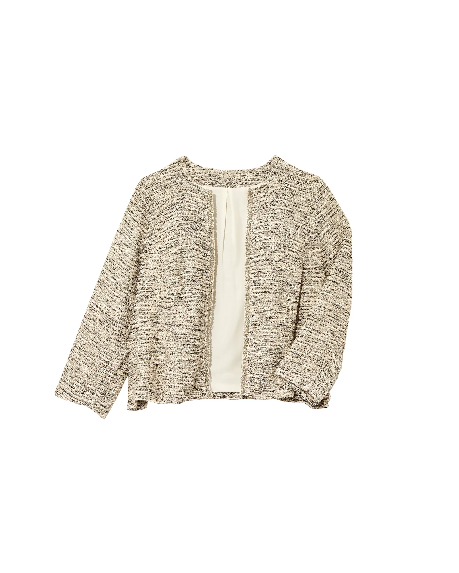 Jeva Knit Tweed Jacket | Light Grey / White