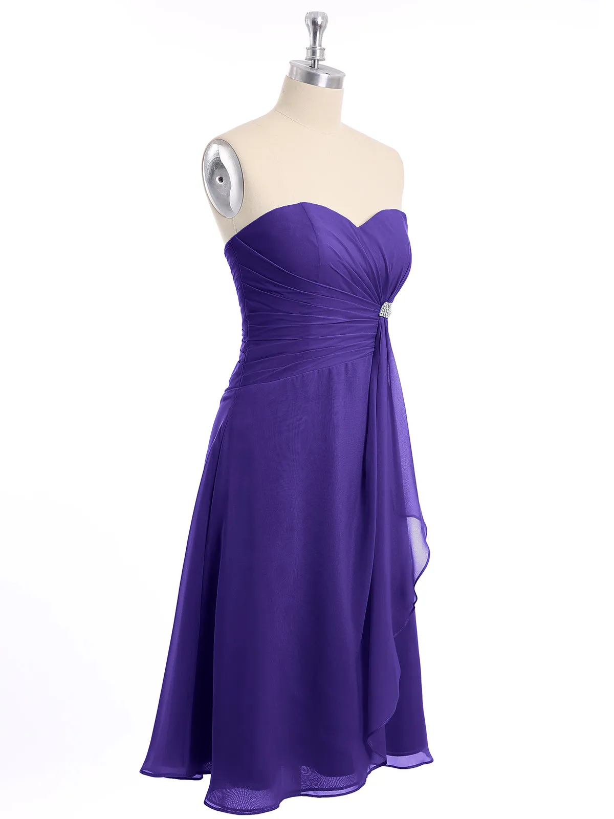 Knee Length Chiffon Dress with Sweetheart Neck-Regency