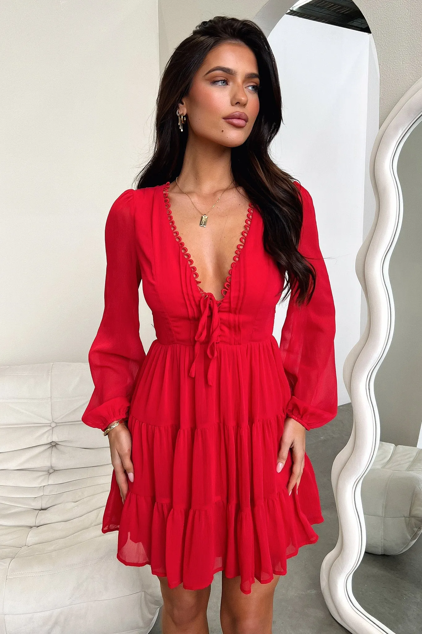 Lexie Long Sleeve Dress - Red