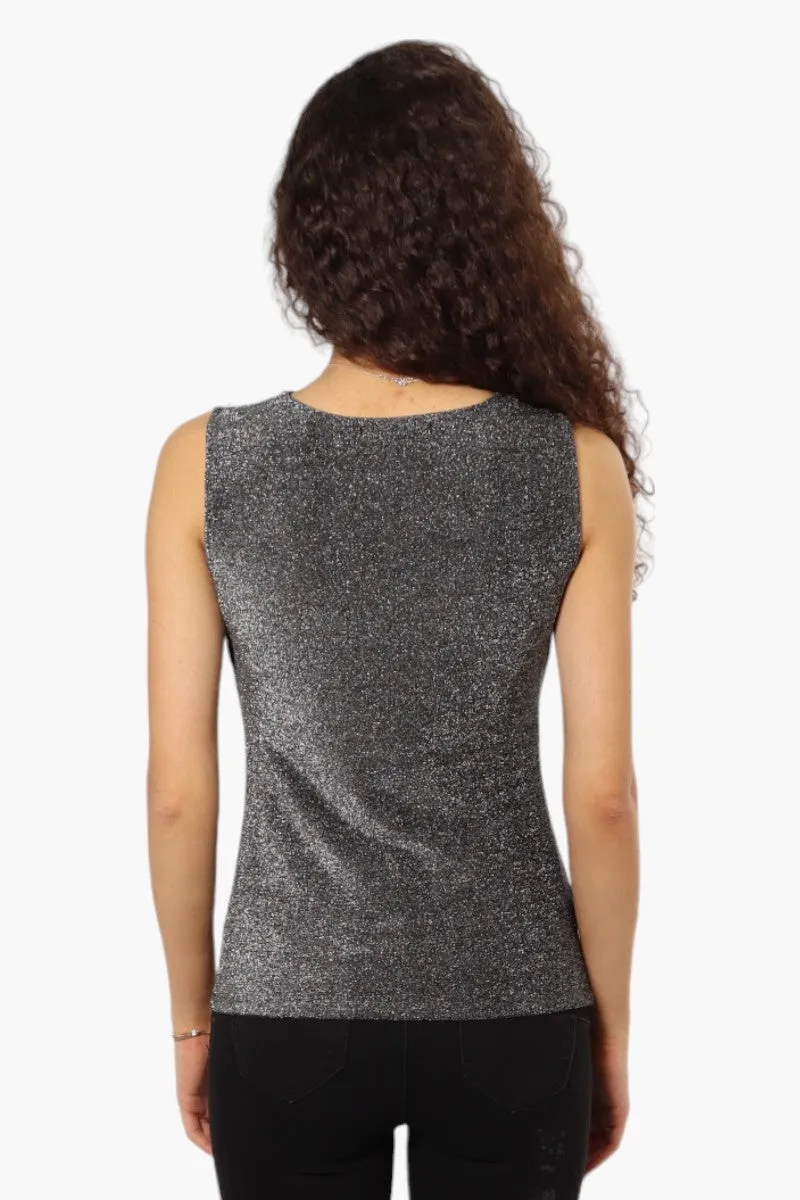 Limite Lurex Cowl Neck Tank Top - Black