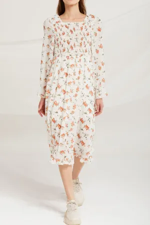 Lina Square Neck Floral Smock Dress