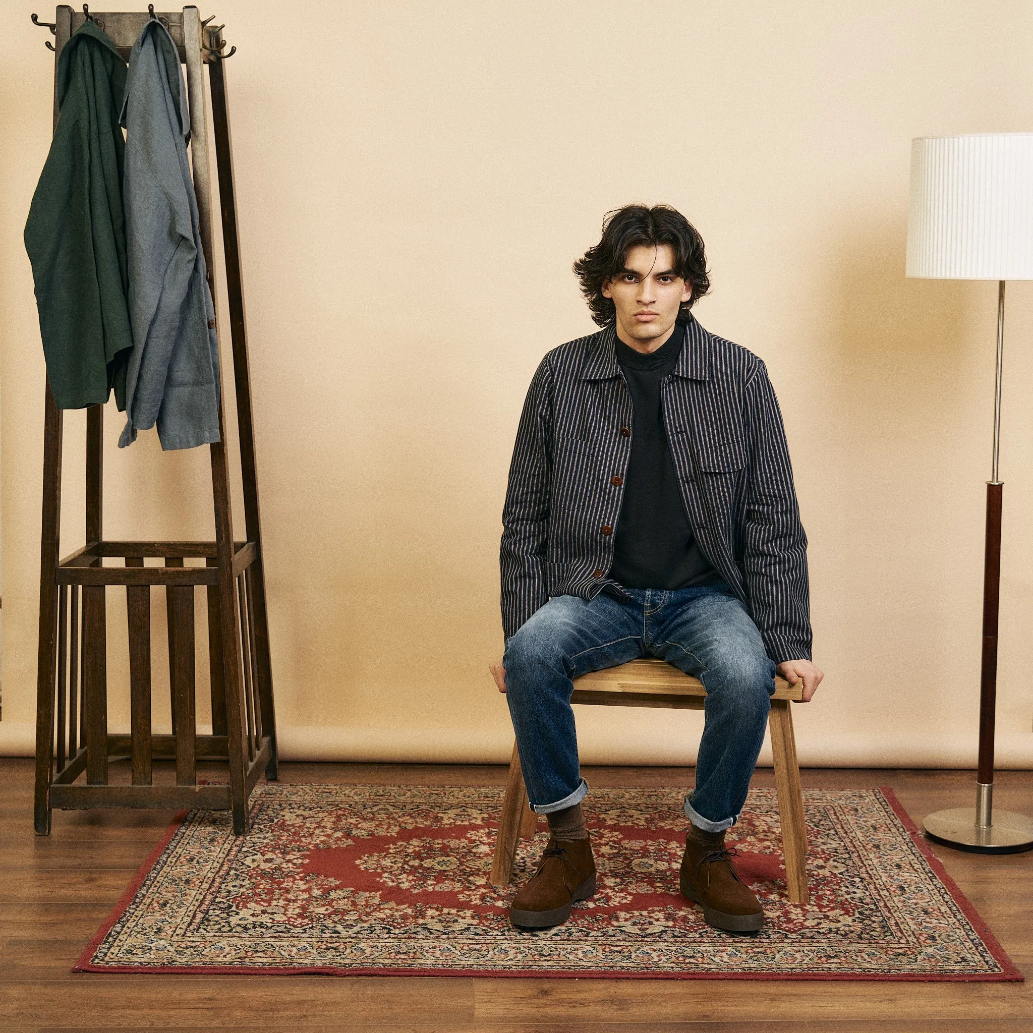 Linen & Cotton Jericho Jacket - Navy Stripe