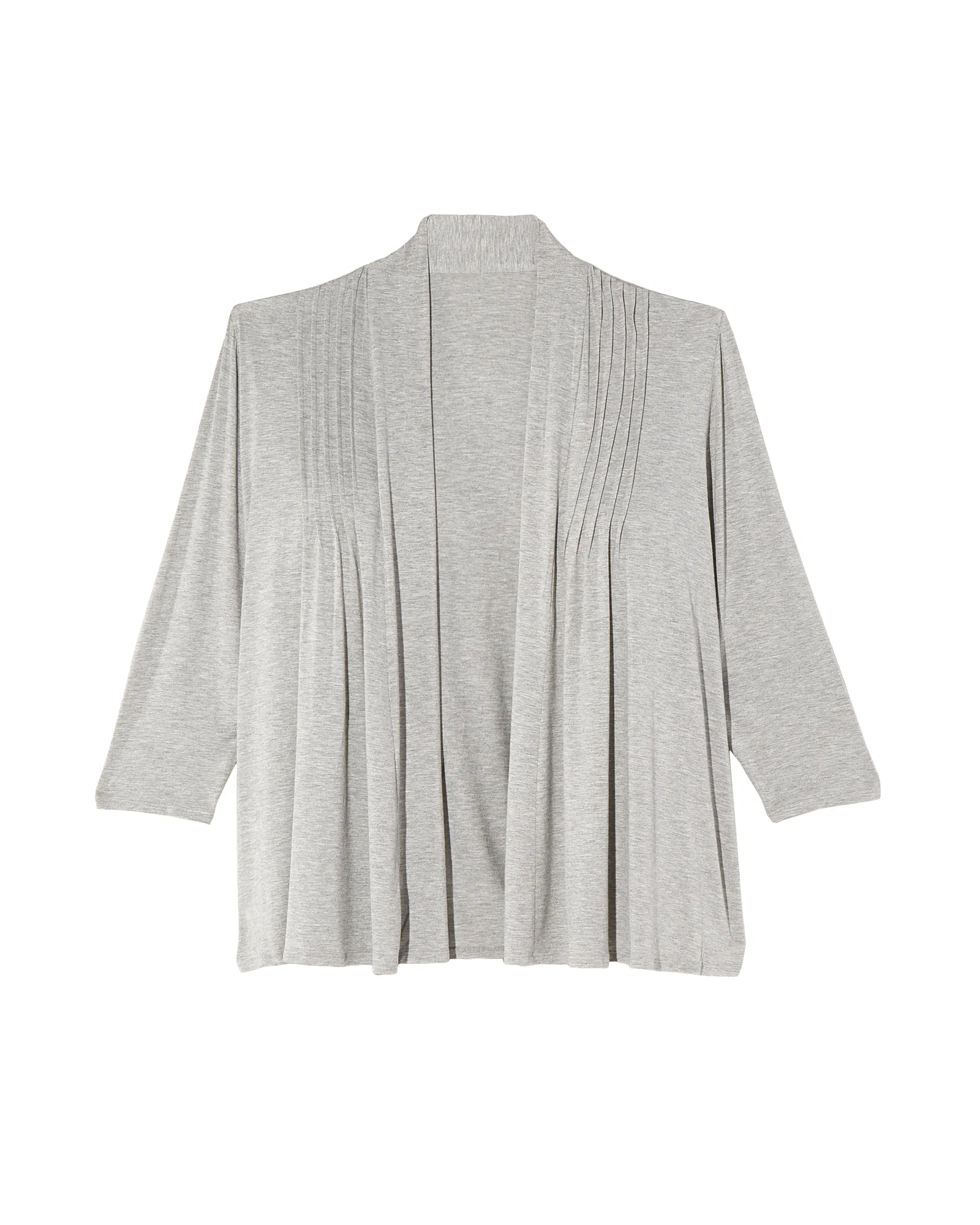 Logann 3/4 Sleeve Pleated Front Cardigan | Light Grey