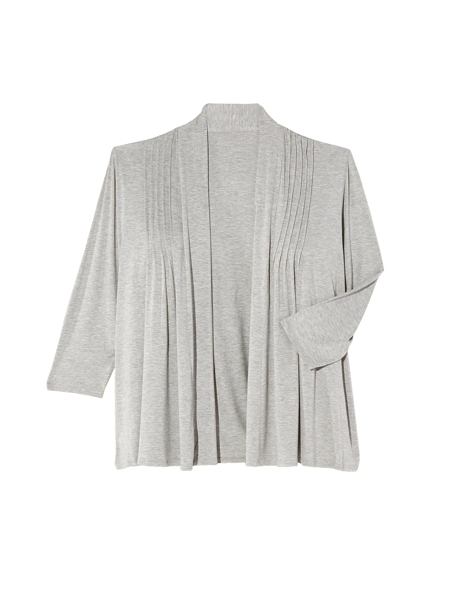 Logann 3/4 Sleeve Pleated Front Cardigan | Light Grey