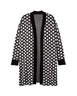 Margaret Tunic Length Cardigan | Light Grey / Black