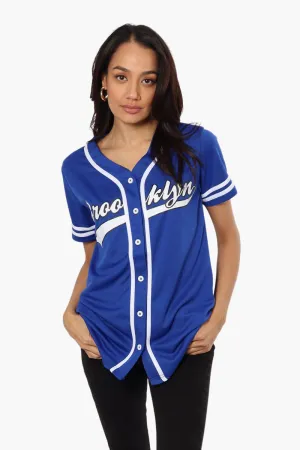 Mecca Brooklyn Printed Baseball Tee - Blue