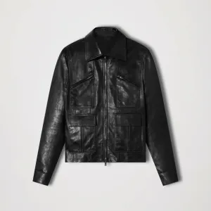 Men's Genuine Black Sheepskin Trucker Jacket