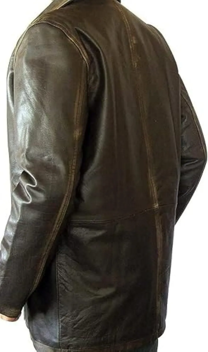 Mens Leather Trench Coat Dark Brown