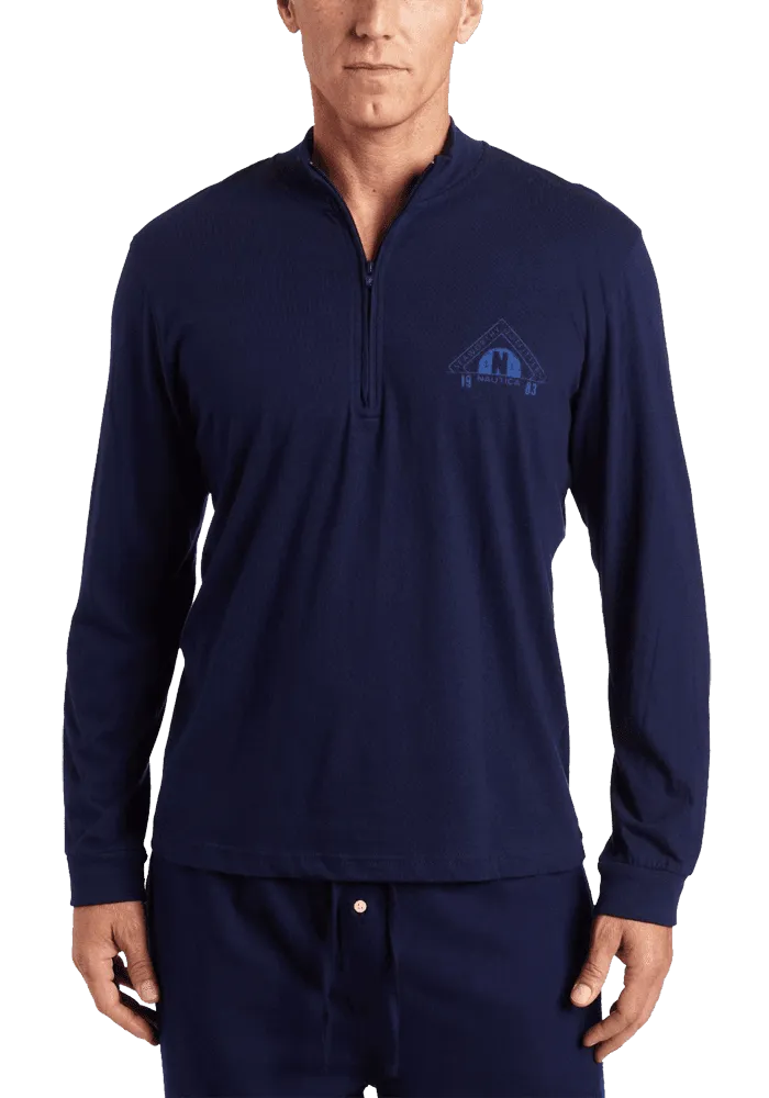 Nautica Men's Sleepwear Quarter Zip Knit Seaworthy