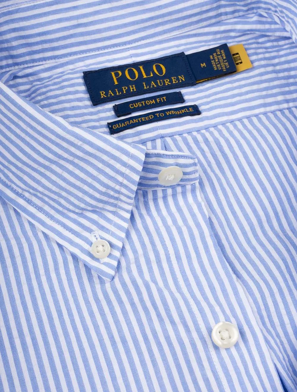 Seeksucker Shirt Sleeve Stripe Shirt Blue