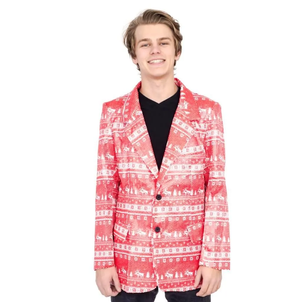 Sequin Frisky Reindeer Ugly Christmas Suit Jacket