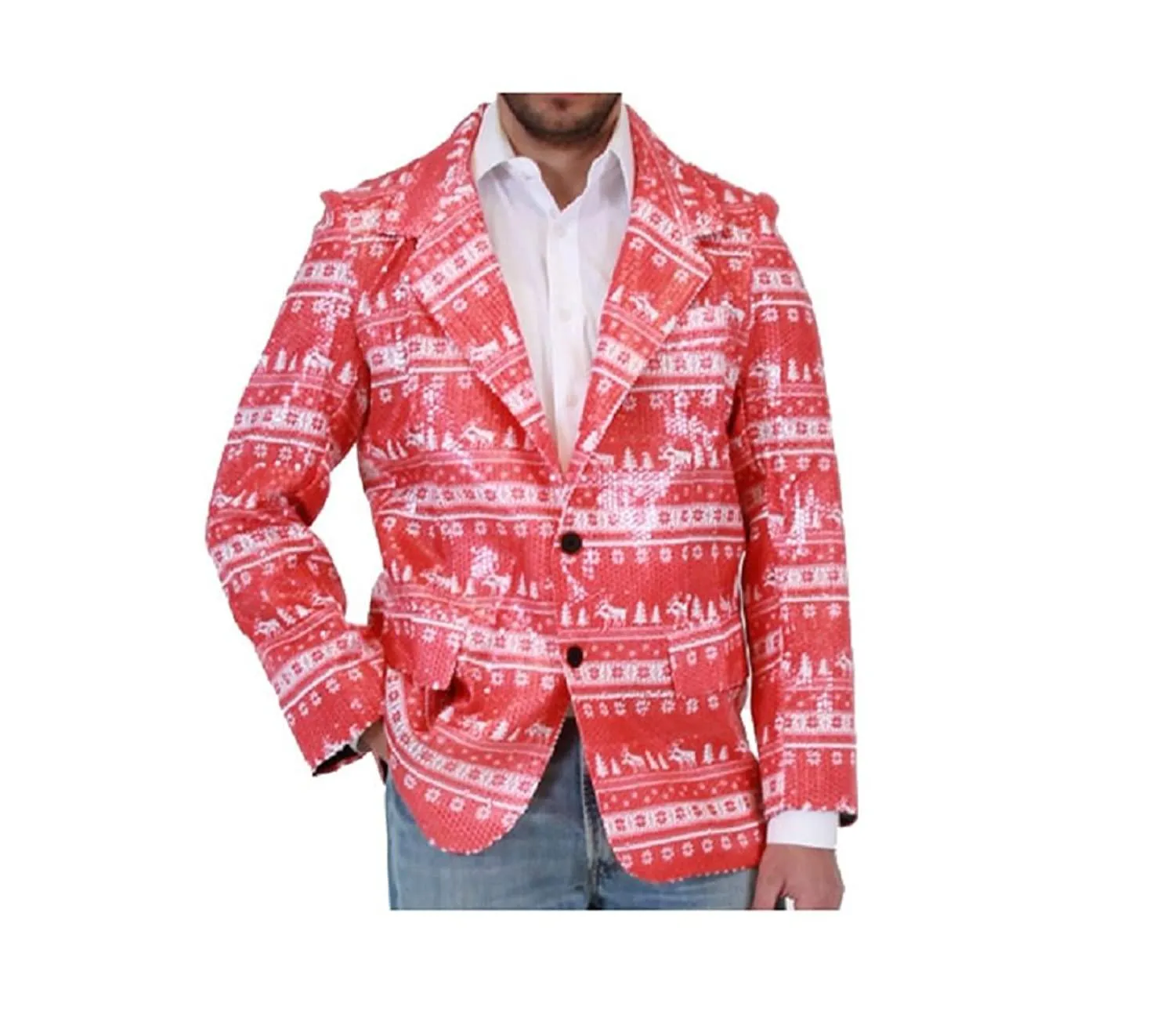 Sequin Frisky Reindeer Ugly Christmas Suit Jacket