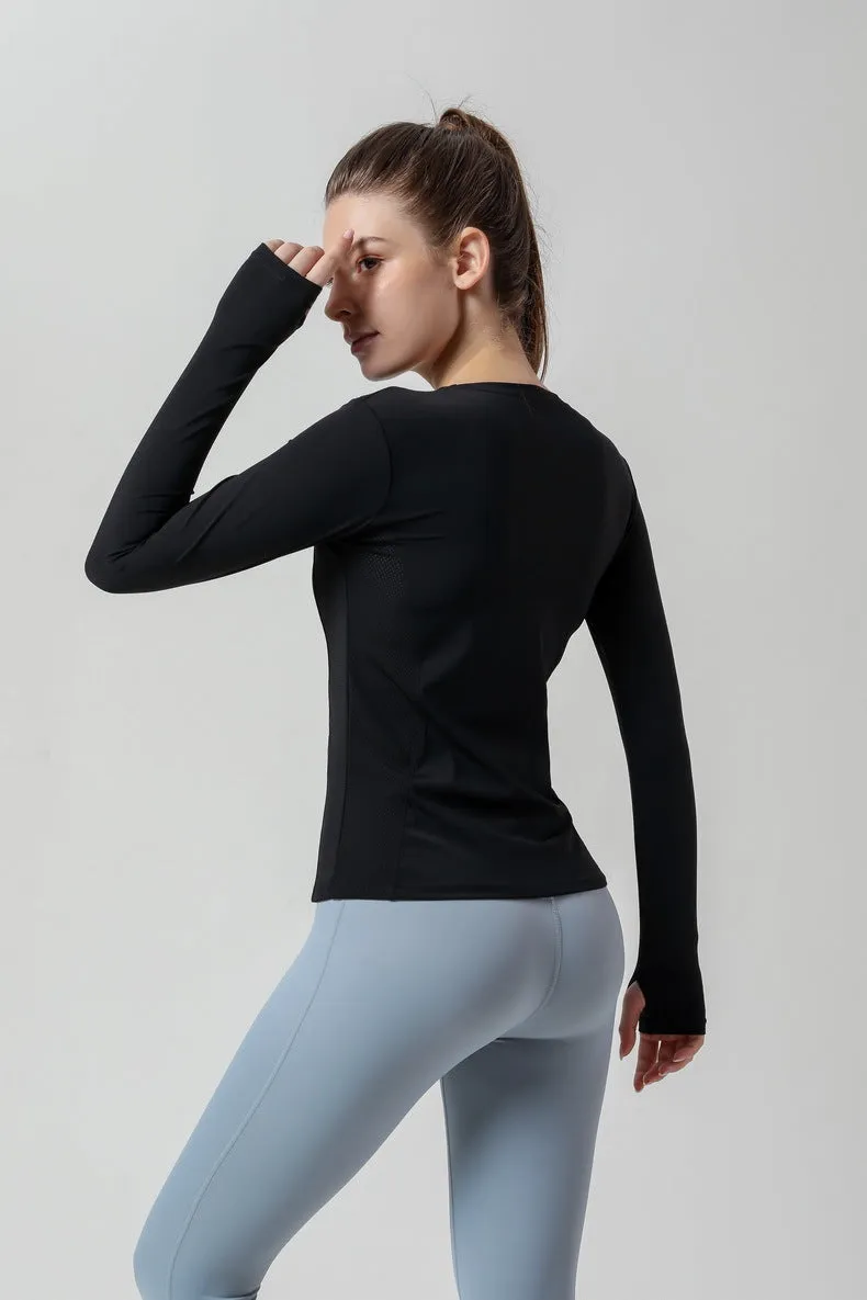 Side Mesh Insert Long Sleeve Shirt