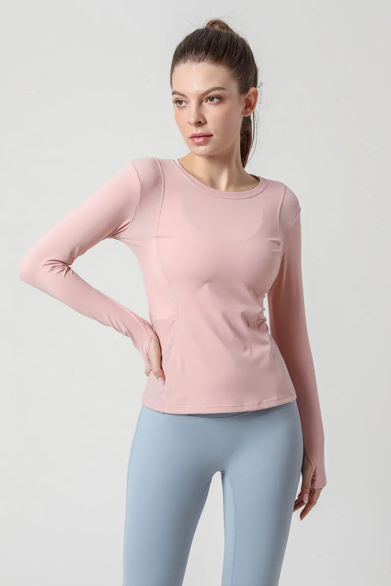 Side Mesh Insert Long Sleeve Shirt