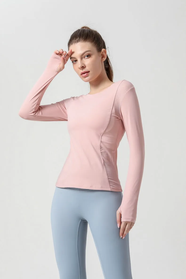 Side Mesh Insert Long Sleeve Shirt