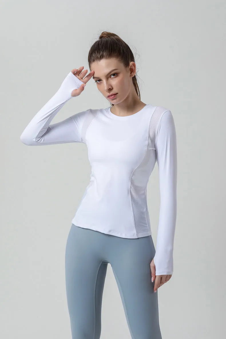 Side Mesh Insert Long Sleeve Shirt